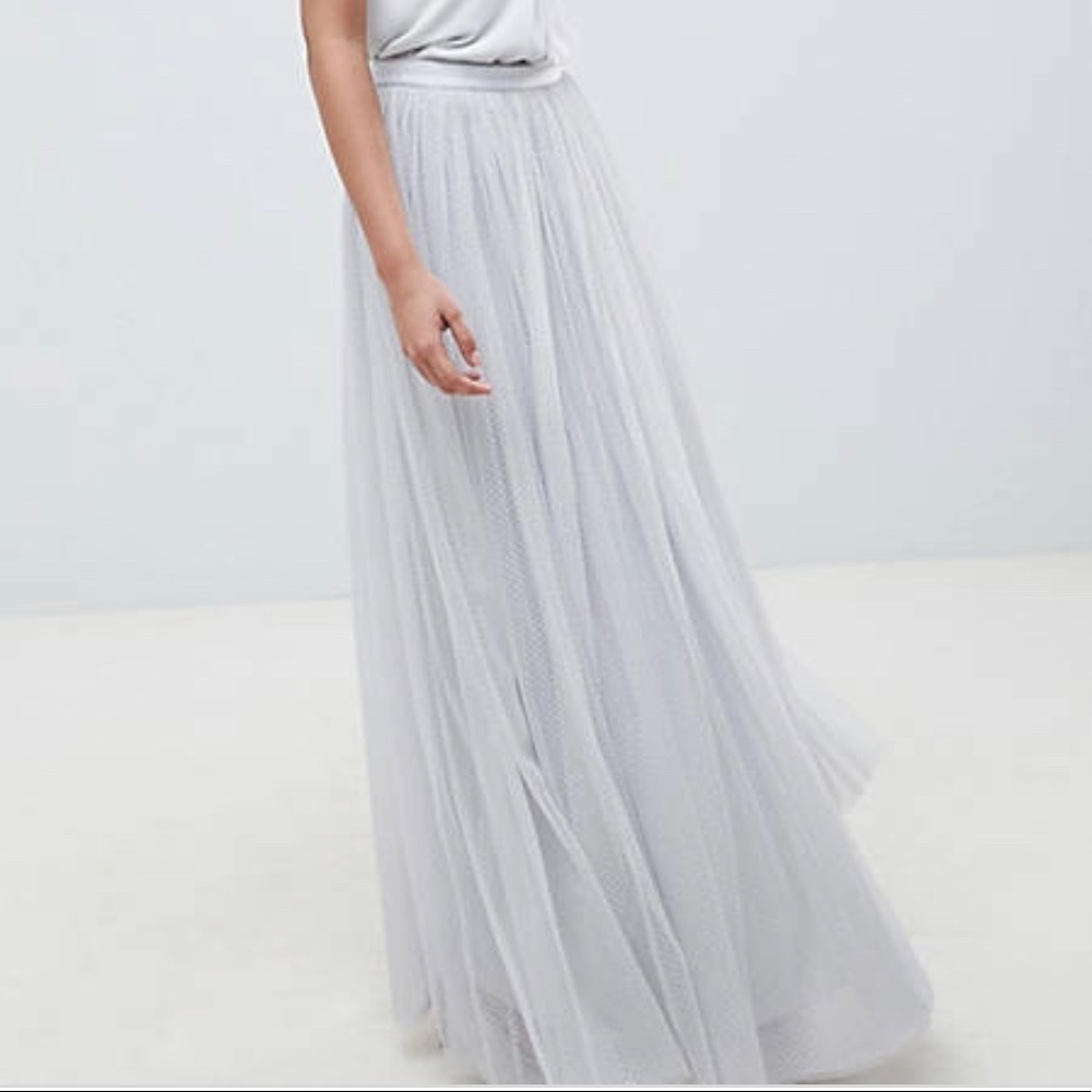 Needle & Thread Tulle Maxi Skirt in Vintage Blue NWT US 6